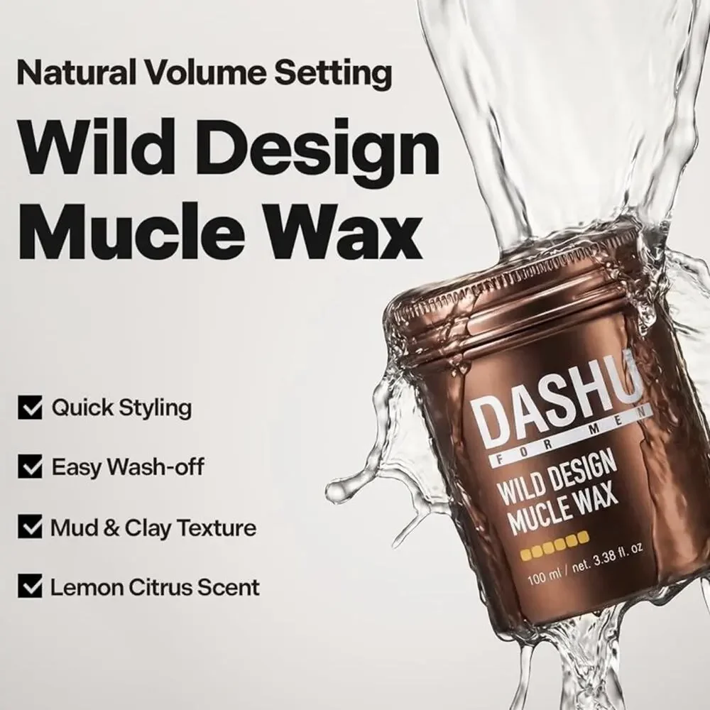 (3) Dashu Hair Wax for Men Wild Design 3.38 fl oz Brown